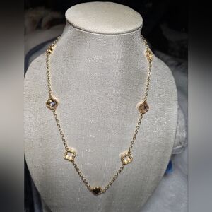 T Tahari Elegant Gold Flower Necklace 24" Adjust